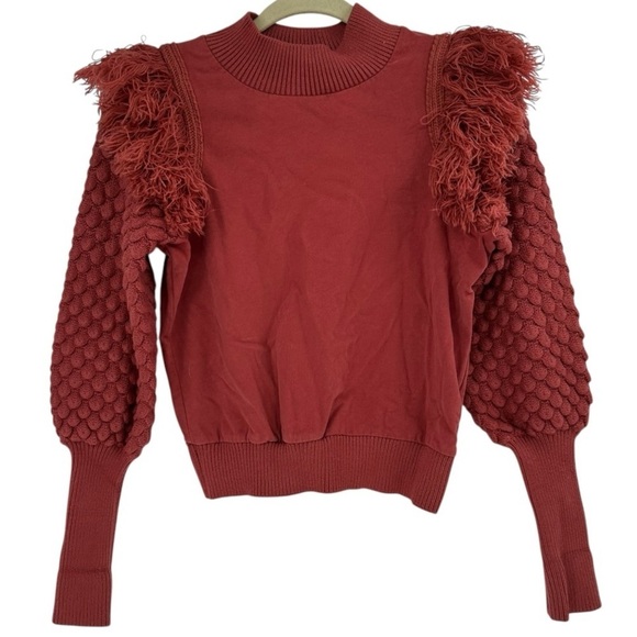 Anthropologie Dolan Fringed Sweater Pullover Crew Neck Size XXS - Picture 1 of 7